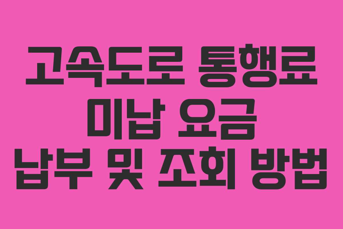 고속도로 통행료 미납 요금 납부 및 조회 방법 고속도로 통행료 미납 요금 납부 및 조회 방법