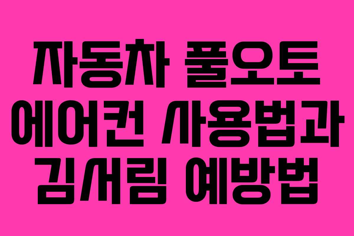 자동차 풀오토 에어컨 사용법과 김서림 예방법