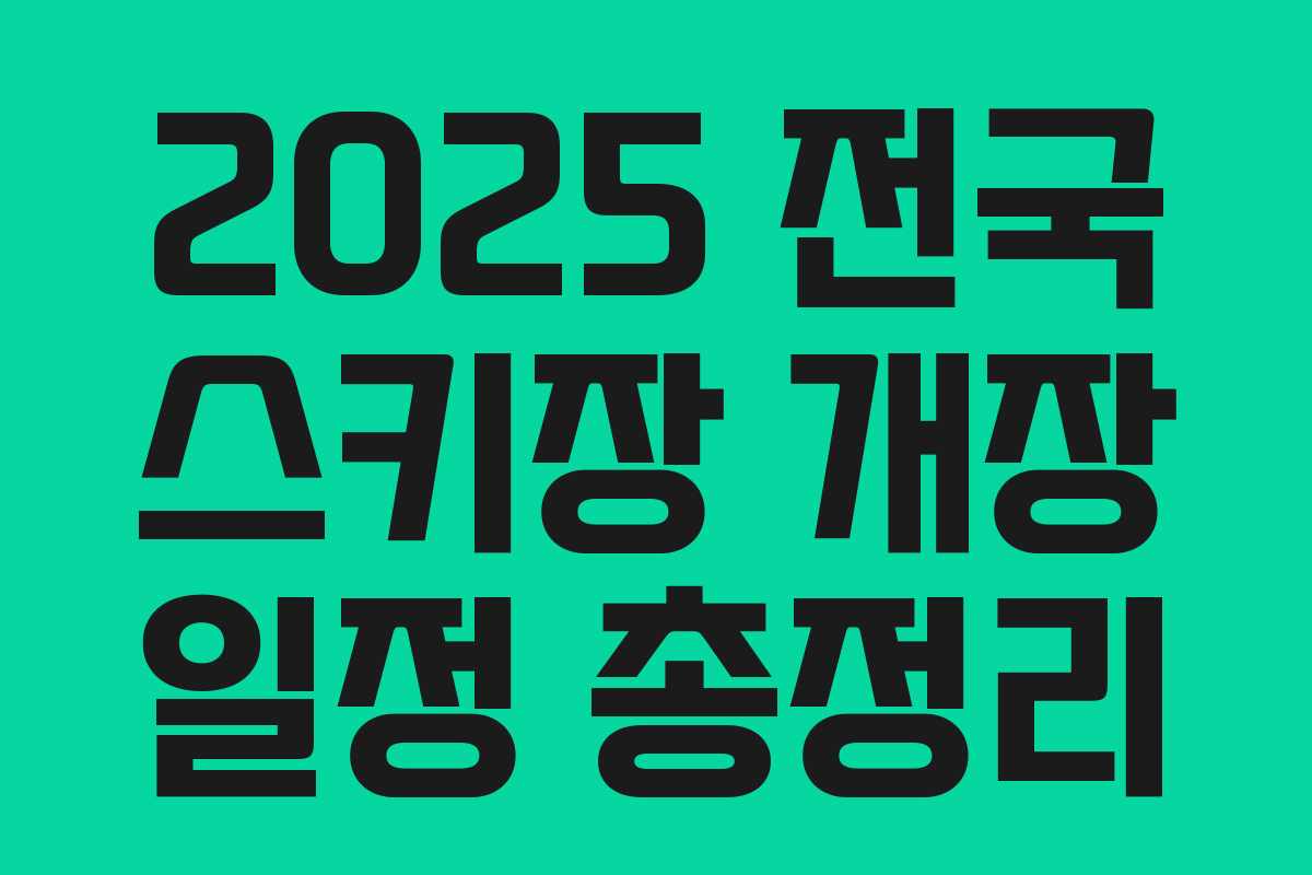 2025 전국 스키장 개장 일정 총정리