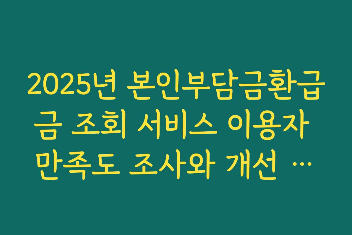 2025년 본인부담금환급금 조회 서비스 이용자 만족도 조사와 개선 사항