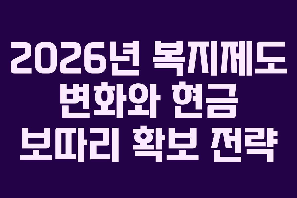 2026년 복지제도 변화와 현금 보따리 확보 전략 2026년 복지제도 변화와 현금 보따리 확보 전략