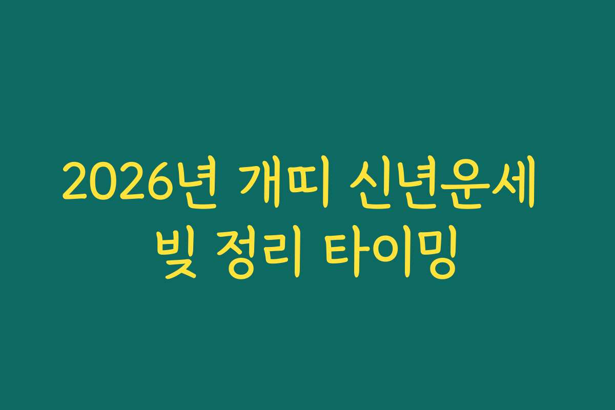 2026년 개띠 신년운세 빚 정리 타이밍