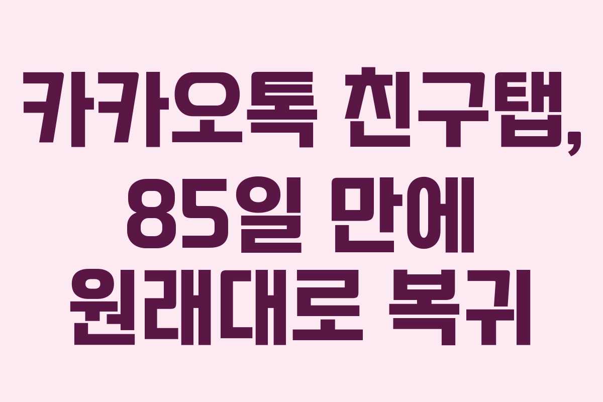 카카오톡 친구탭, 85일 만에 원래대로 복귀