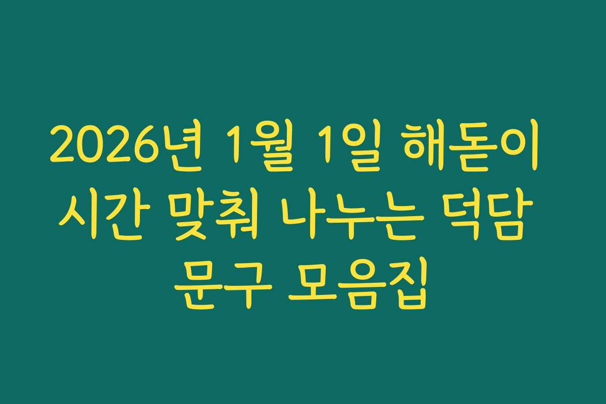 2026년 1월 1일 해돋이 시간 맞춰 나누는 덕담 문구 모음집 2026년 1월 1일 해돋이 시간 맞춰 나누는 덕담 문구 모음집