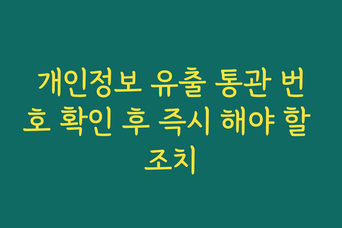 개인정보 유출 통관 번호 확인 후 즉시 해야 할 조치