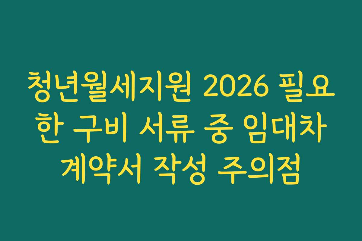 청년월세지원 2026 필요한 구비 서류 중 임대차계약서 작성 주의점