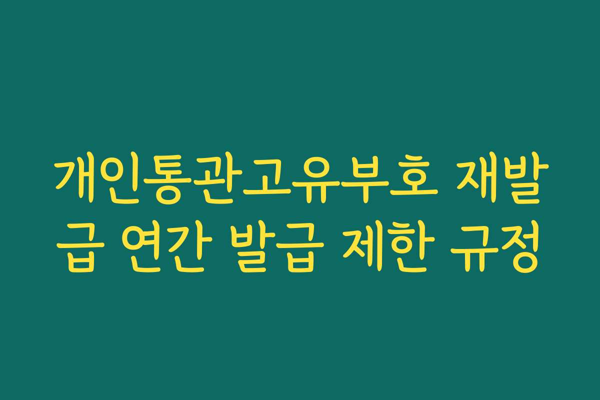 개인통관고유부호 재발급 연간 발급 제한 규정
