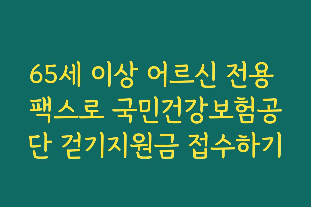65세 이상 어르신 전용 팩스로 국민건강보험공단 걷기지원금 접수하기