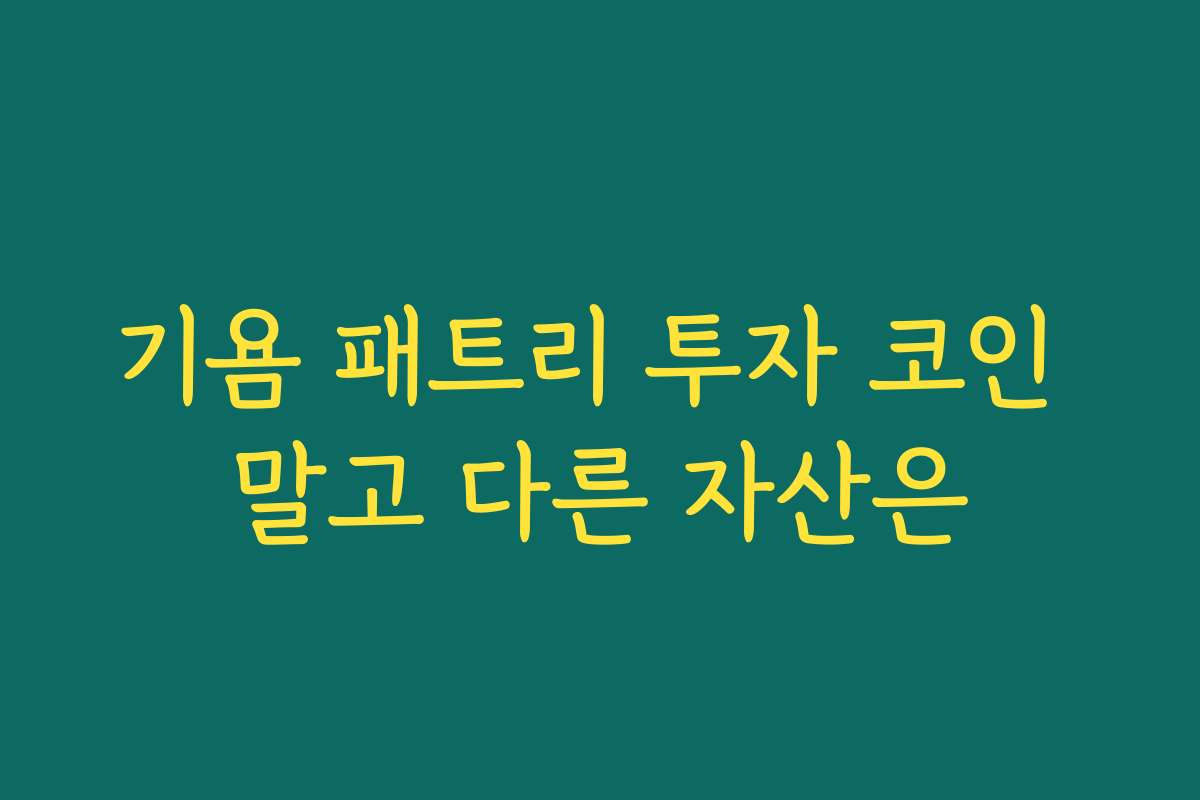 기욤 패트리 투자 코인 말고 다른 자산은