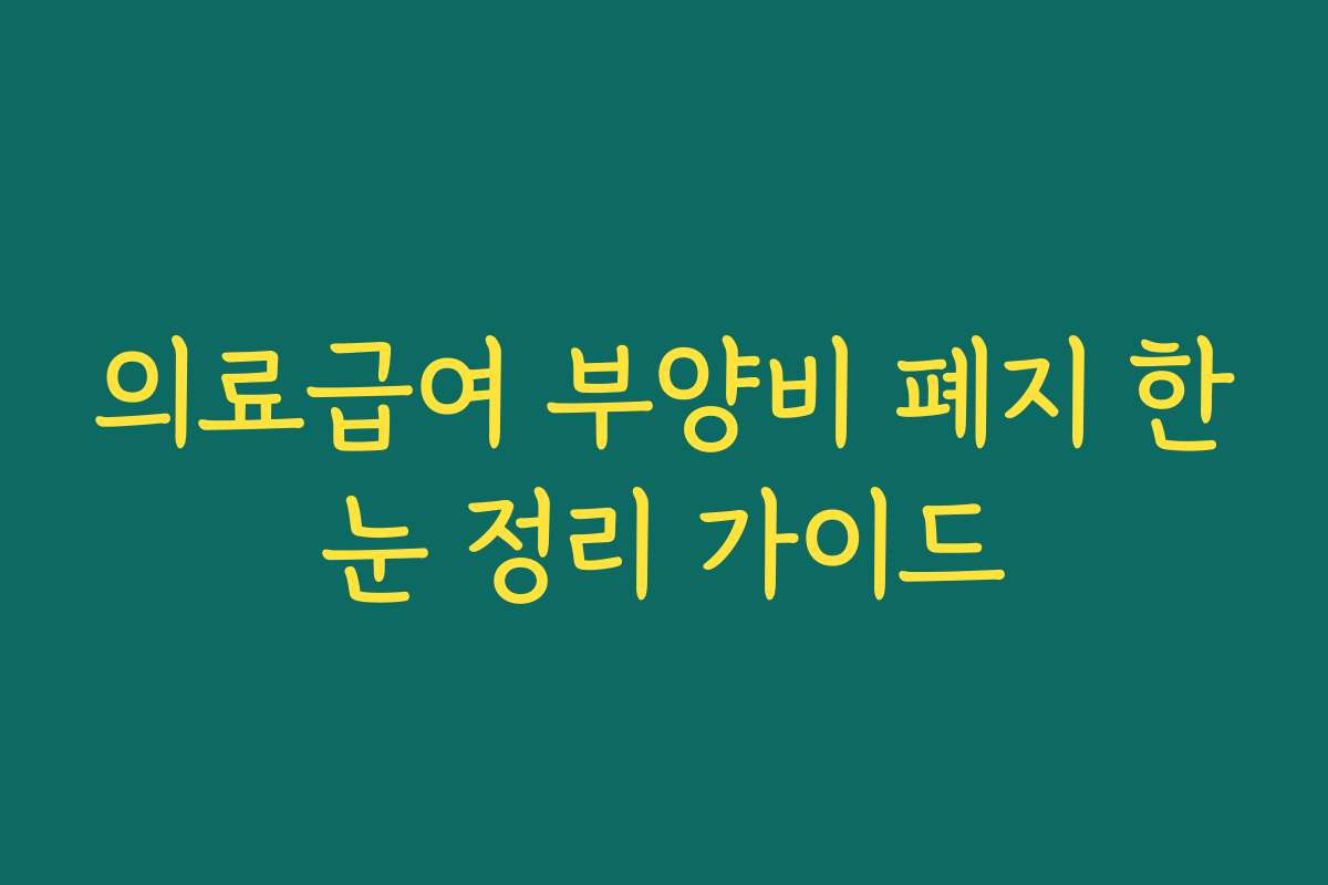 의료급여 부양비 폐지 한눈 정리 가이드