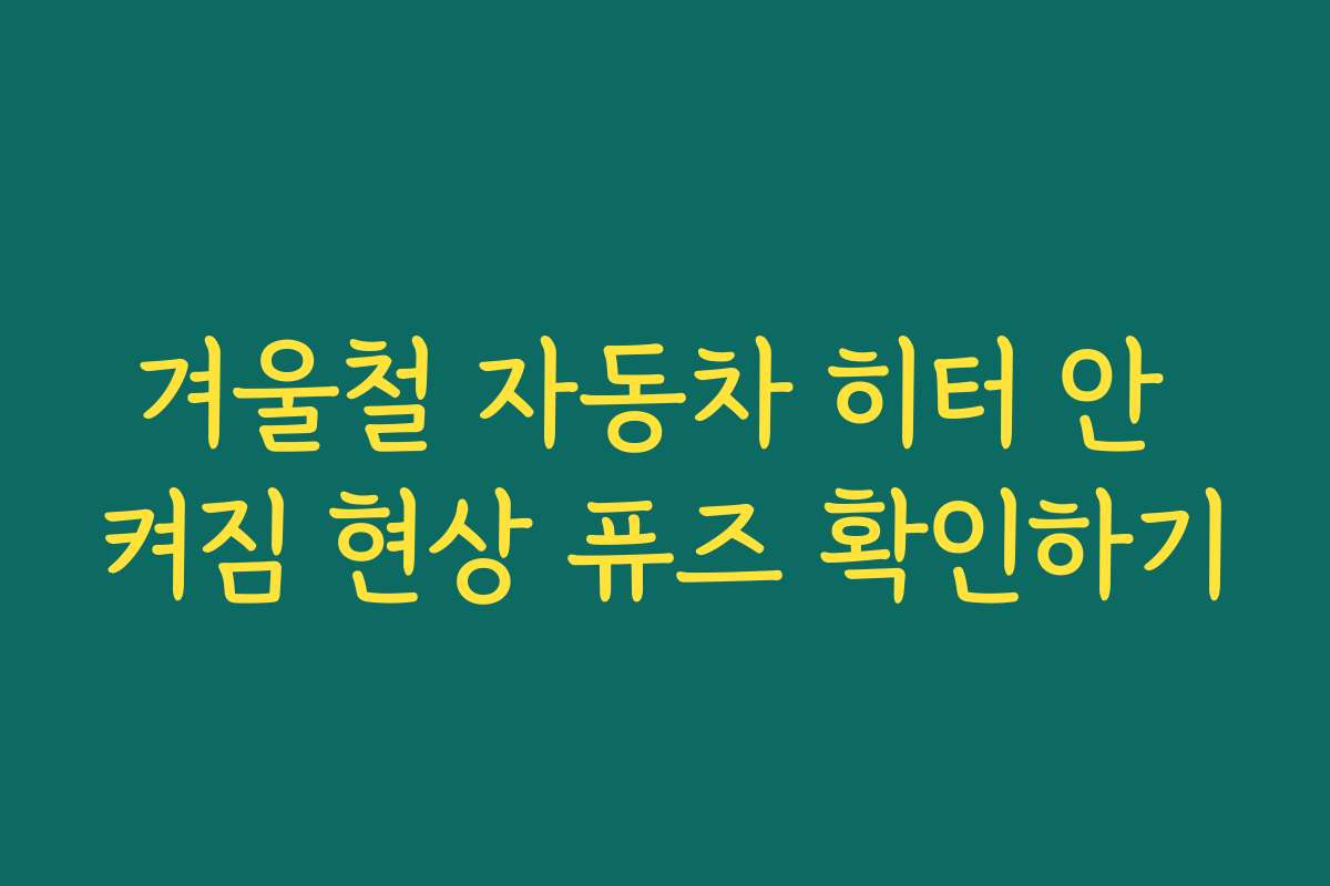 겨울철 자동차 히터 안 켜짐 현상 퓨즈 확인하기