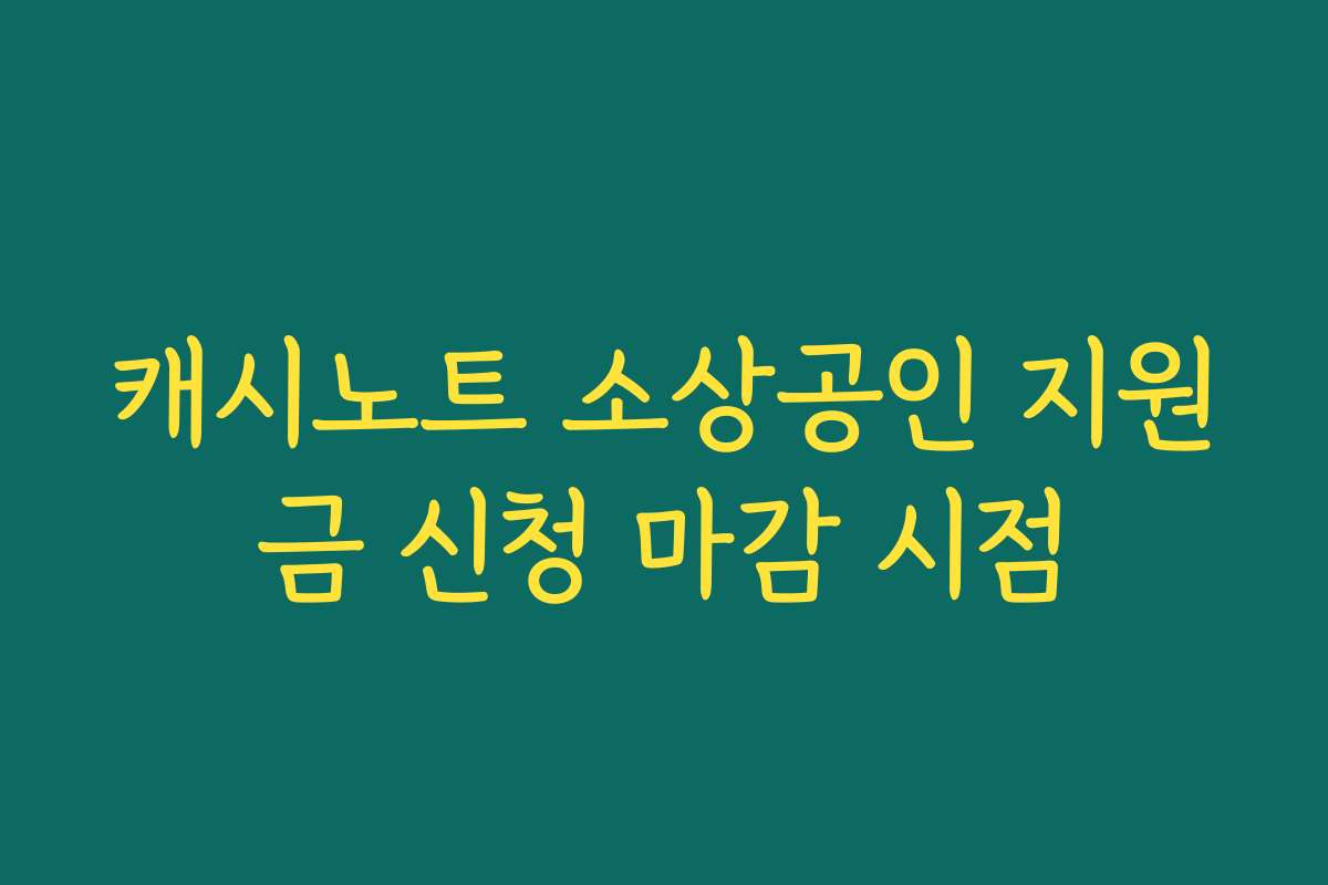 캐시노트 소상공인 지원금 신청 마감 시점 캐시노트 소상공인 지원금 신청 마감 시점
