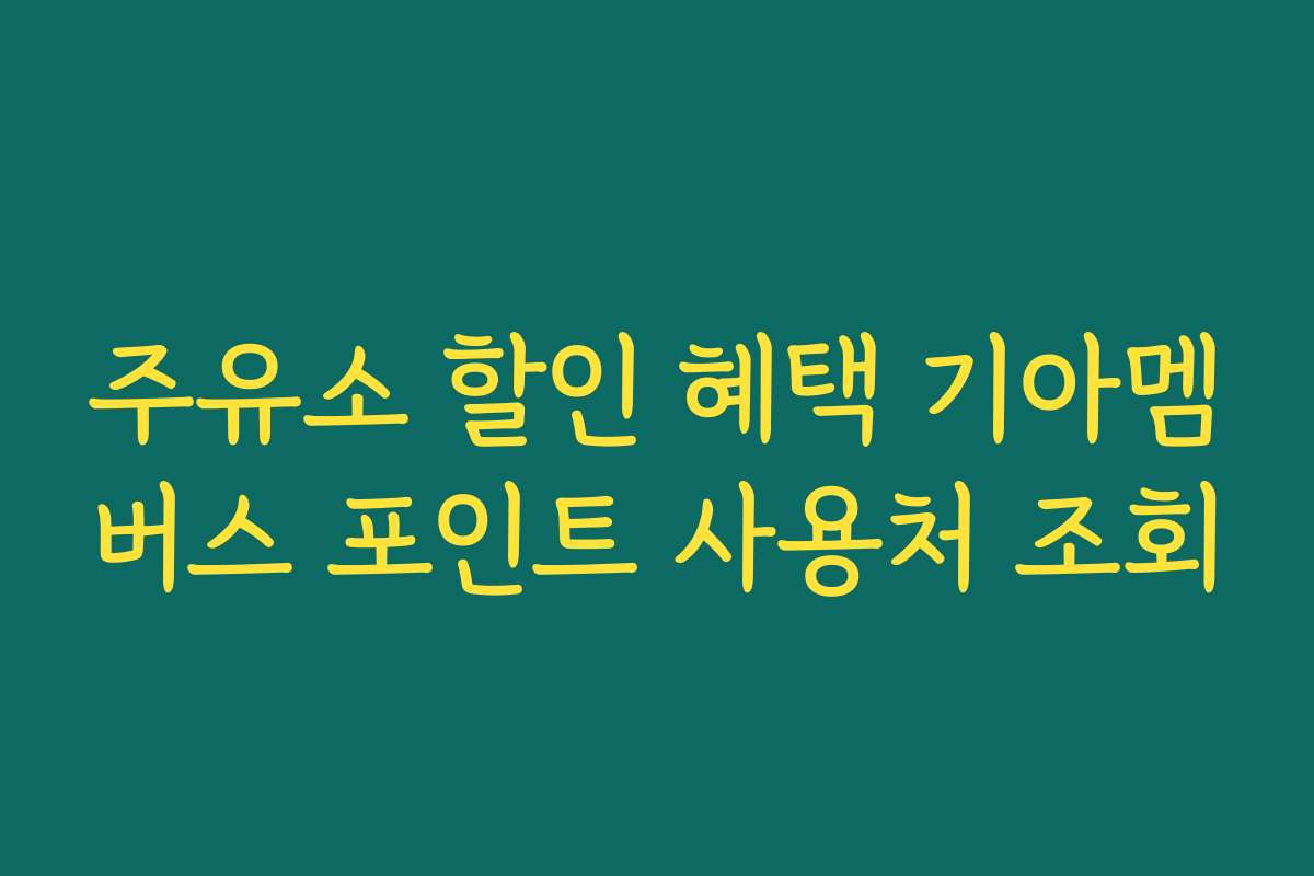 주유소 할인 혜택 기아멤버스 포인트 사용처 조회 주유소 할인 혜택 기아멤버스 포인트 사용처 조회