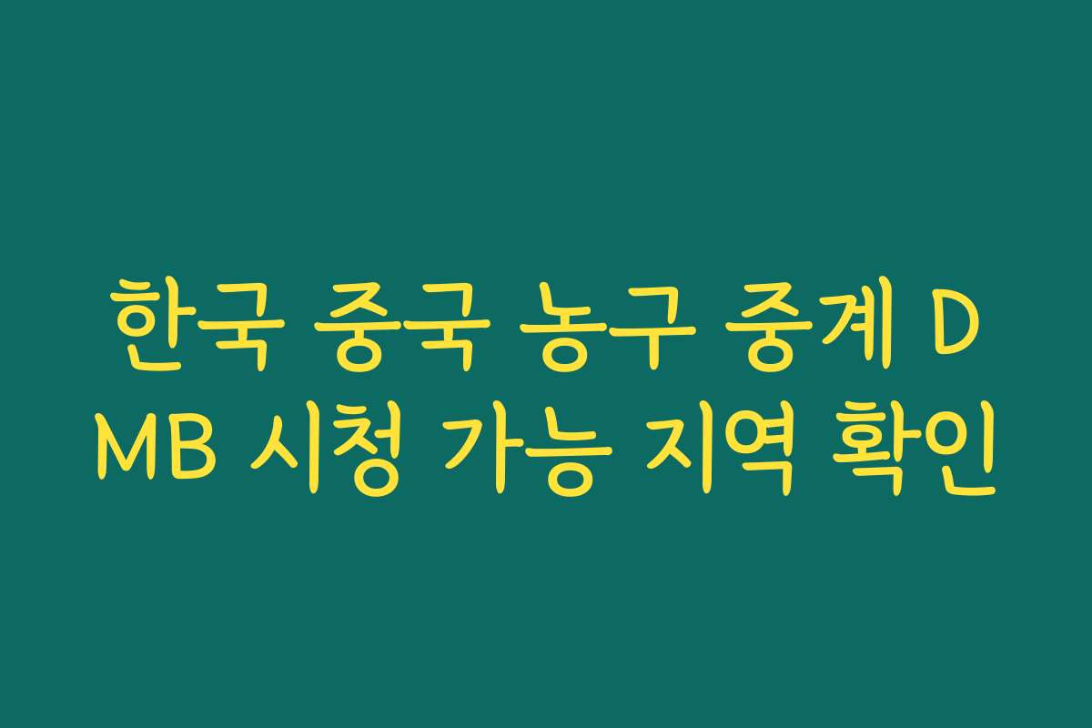 한국 중국 농구 중계 DMB 시청 가능 지역 확인