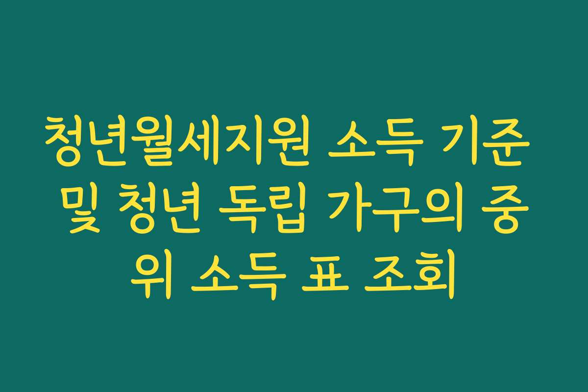 청년월세지원 소득 기준 및 청년 독립 가구의 중위 소득 표 조회