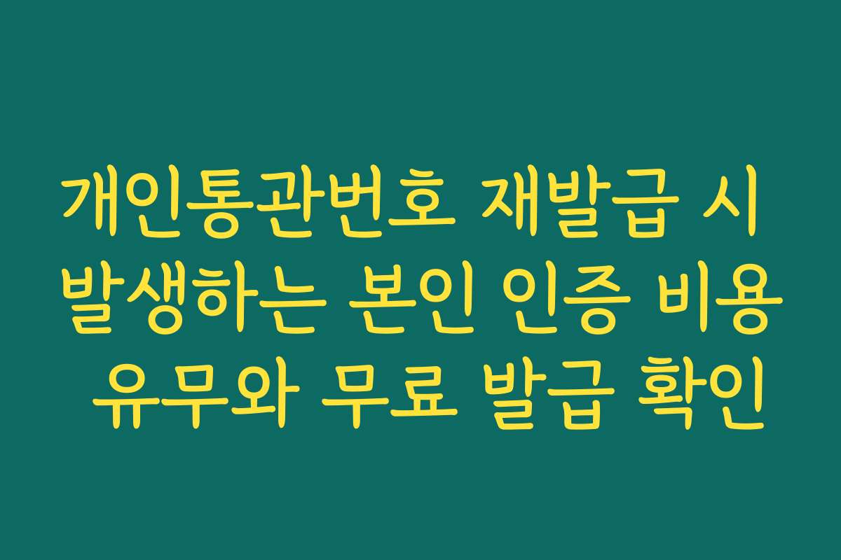 개인통관번호 재발급 시 발생하는 본인 인증 비용 유무와 무료 발급 확인
