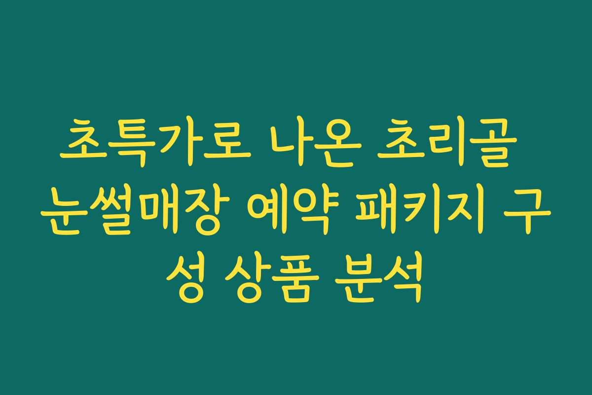 초특가로 나온 초리골 눈썰매장 예약 패키지 구성 상품 분석