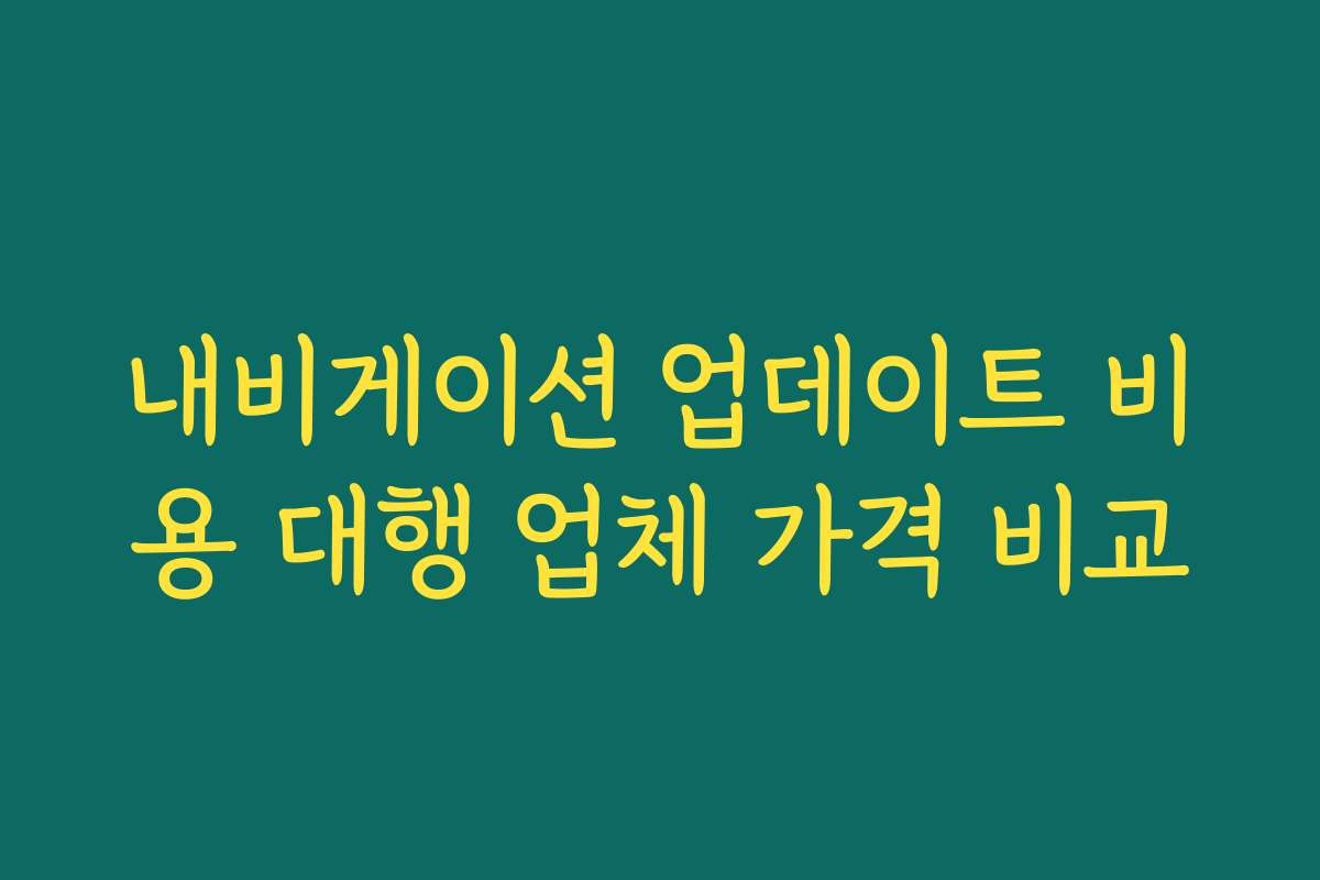 내비게이션 업데이트 비용 대행 업체 가격 비교