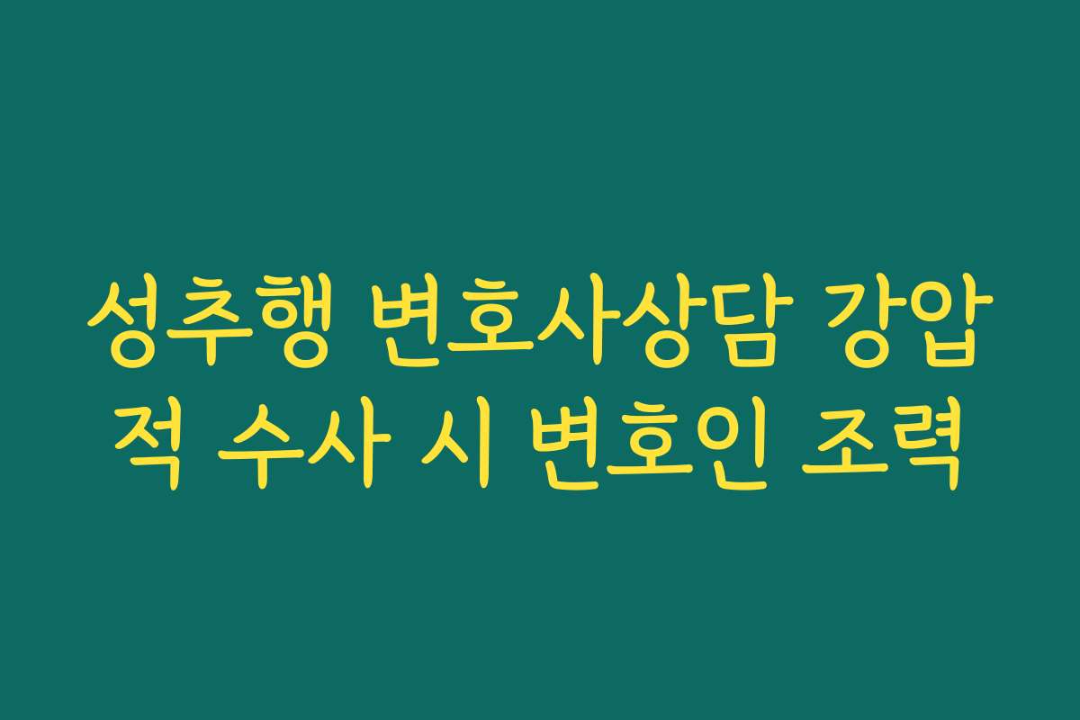 성추행 변호사상담 강압적 수사 시 변호인 조력