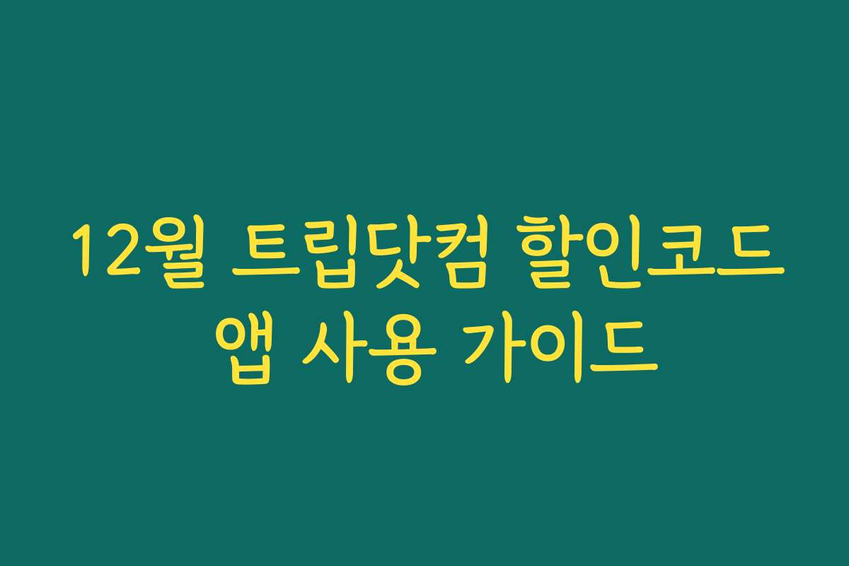12월 트립닷컴 할인코드 앱 사용 가이드