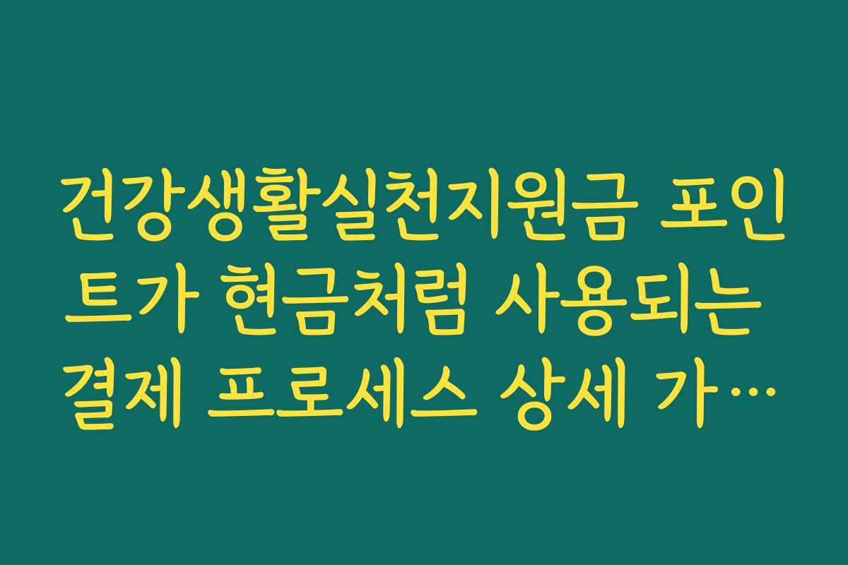 건강생활실천지원금 포인트가 현금처럼 사용되는 결제 프로세스 상세 가이드 건강생활실천지원금 포인트가 현금처럼 사용되는 결제 프로세스 상세 가이드