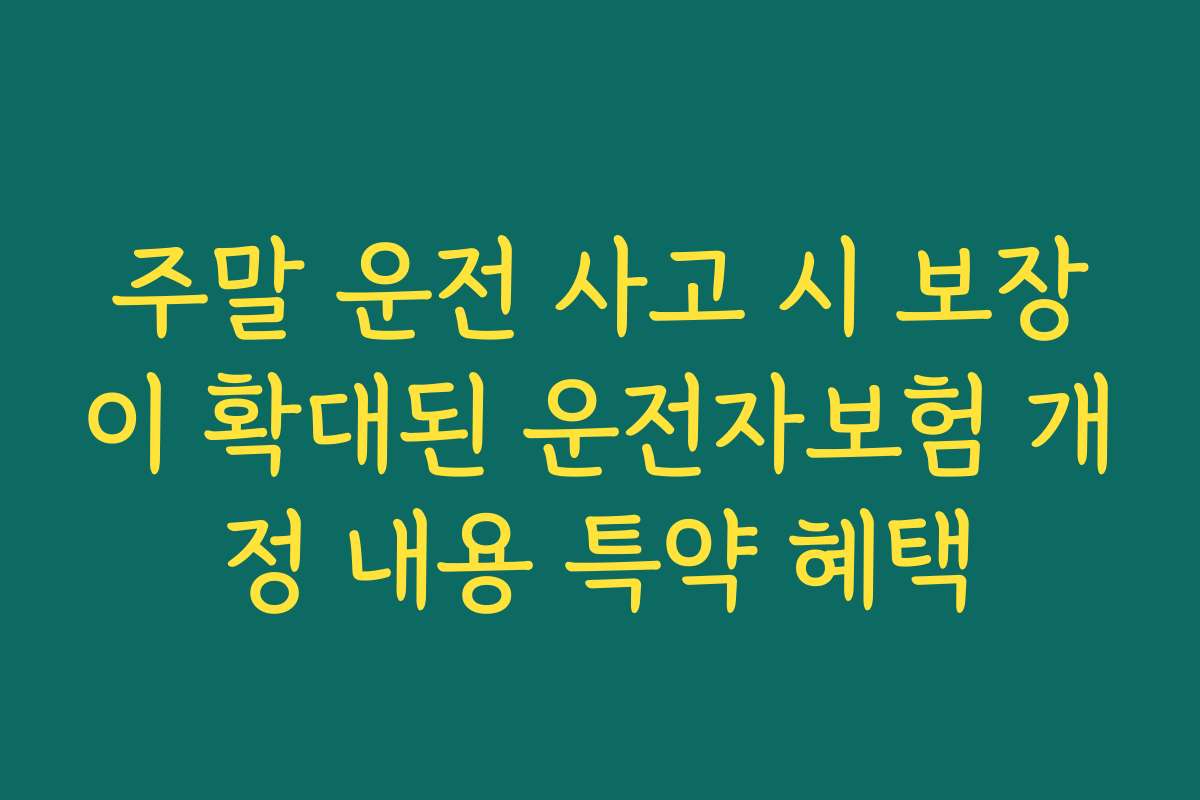 주말 운전 사고 시 보장이 확대된 운전자보험 개정 내용 특약 혜택