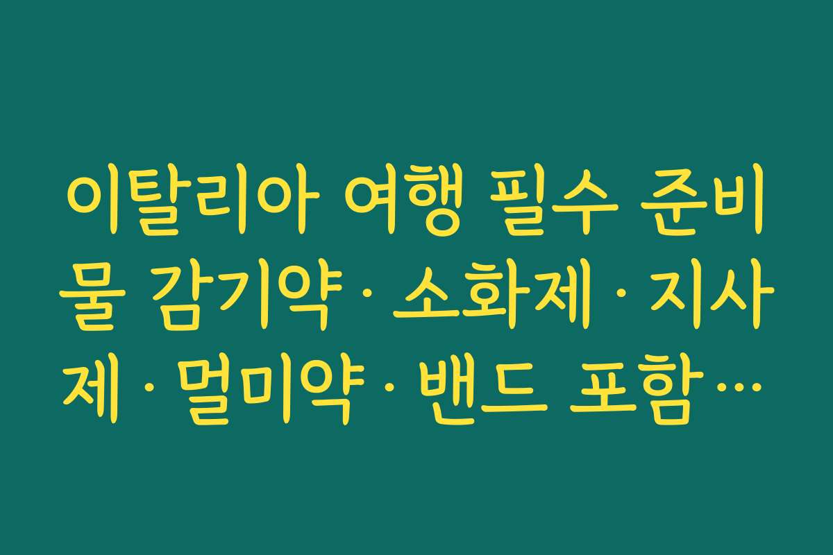 이탈리아 여행 필수 준비물 감기약·소화제·지사제·멀미약·밴드 포함 상비약 파우치