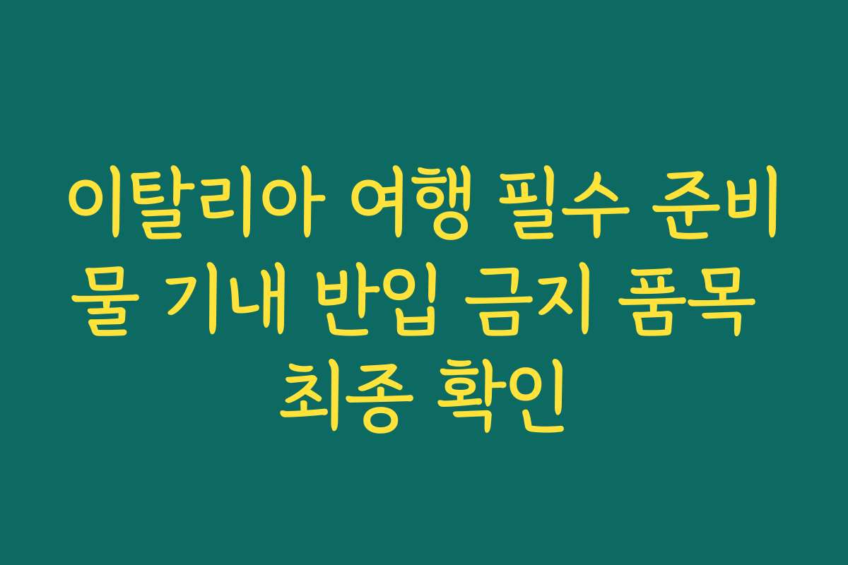 이탈리아 여행 필수 준비물 기내 반입 금지 품목 최종 확인