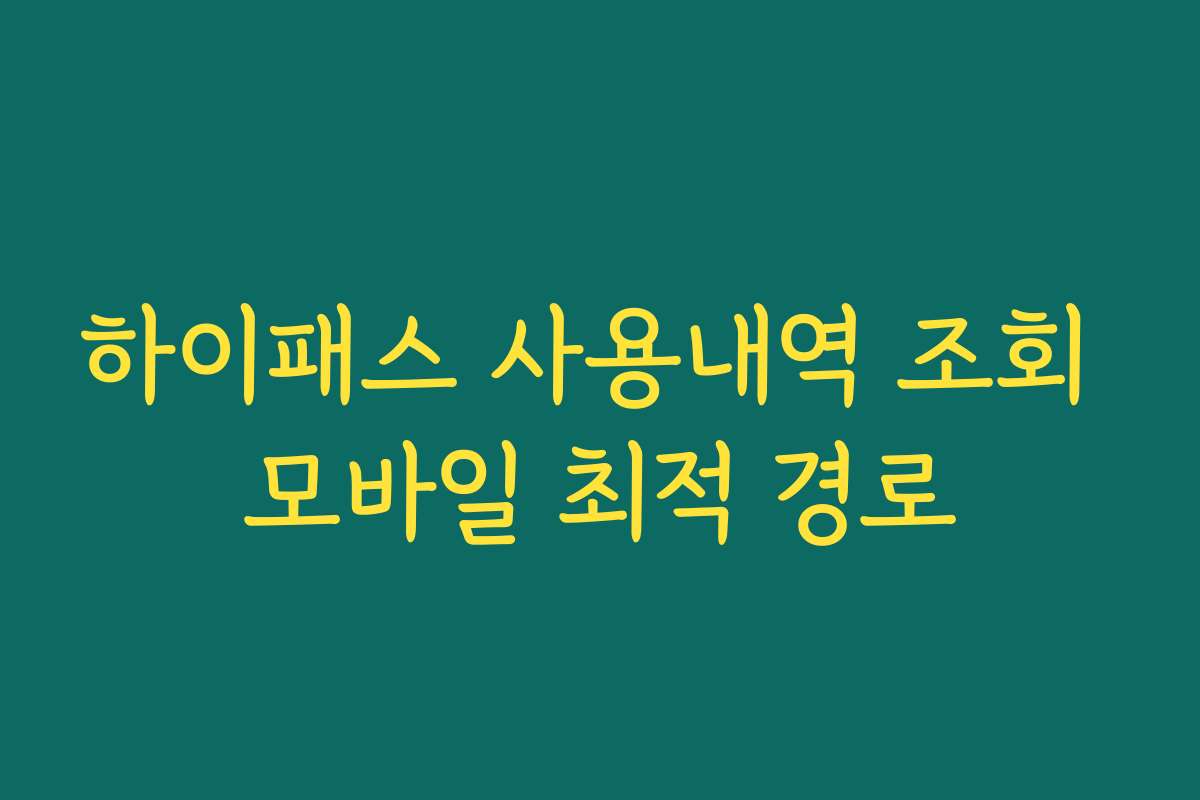 하이패스 사용내역 조회 모바일 최적 경로 하이패스 사용내역 조회 모바일 최적 경로