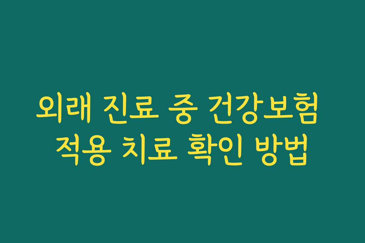 외래 진료 중 건강보험 적용 치료 확인 방법 외래 진료 중 건강보험 적용 치료 확인 방법