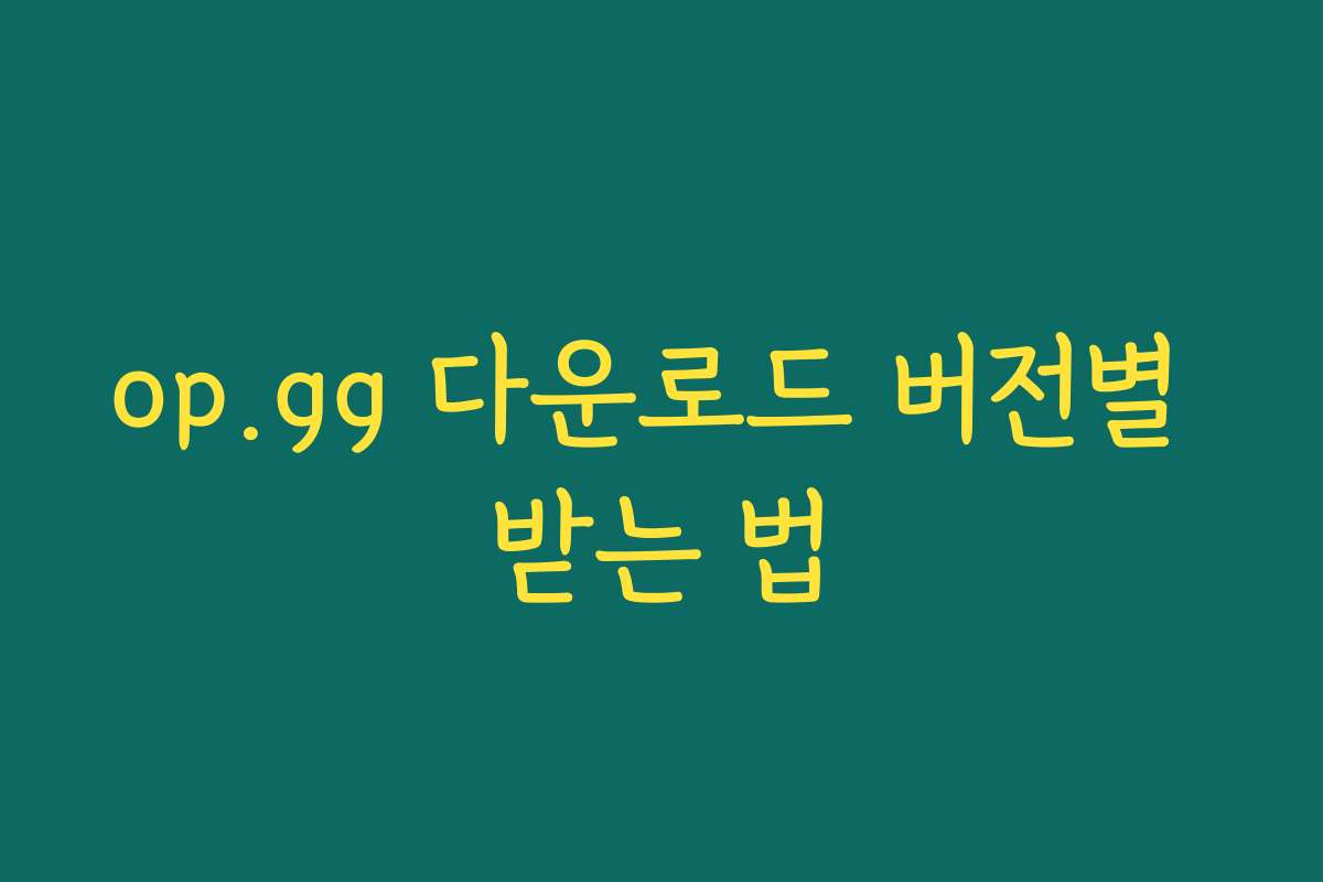 op.gg 다운로드 버전별 받는 법