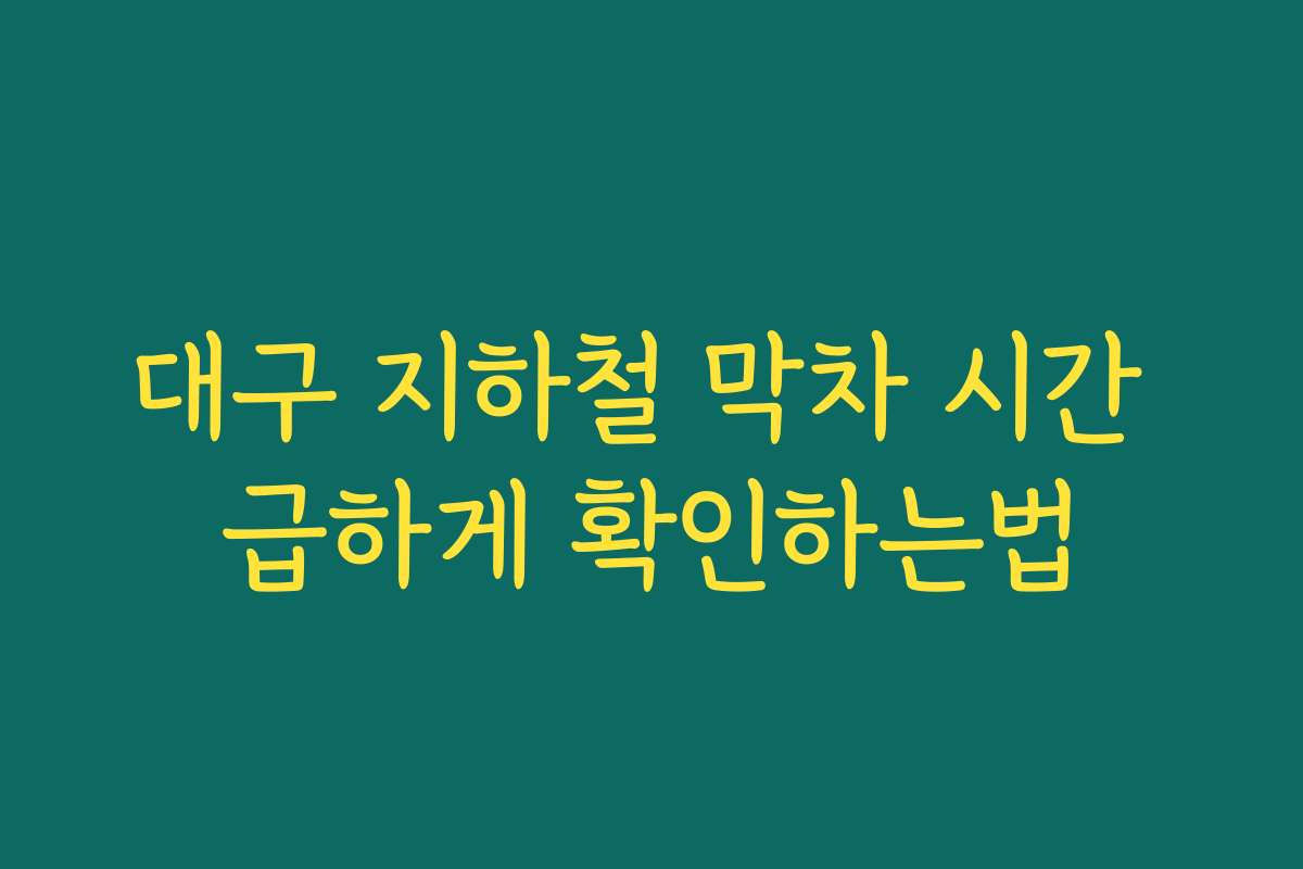 대구 지하철 막차 시간 급하게 확인하는법 대구 지하철 막차 시간 급하게 확인하는법