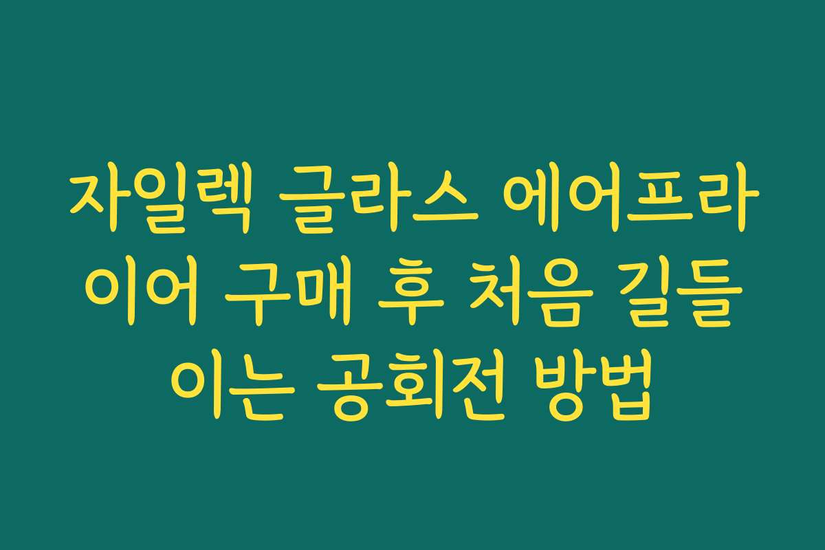 자일렉 글라스 에어프라이어 구매 후 처음 길들이는 공회전 방법