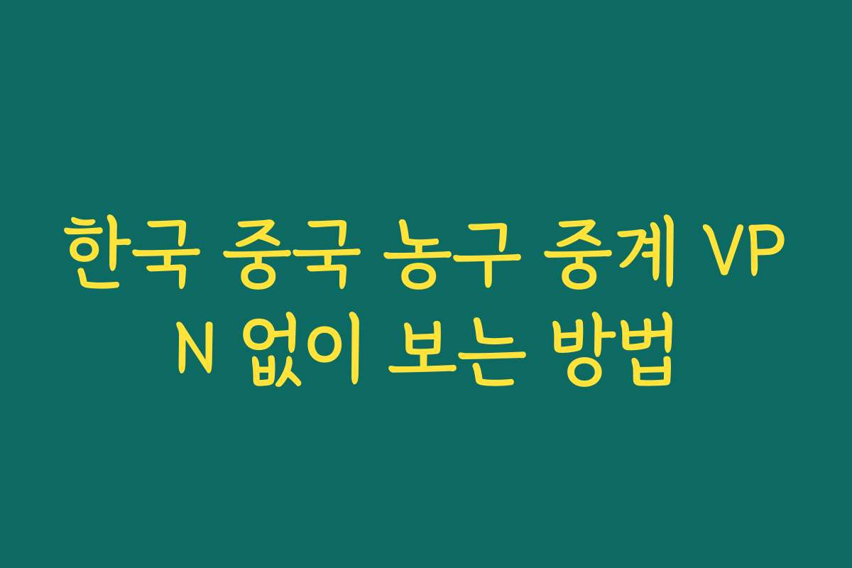 한국 중국 농구 중계 VPN 없이 보는 방법