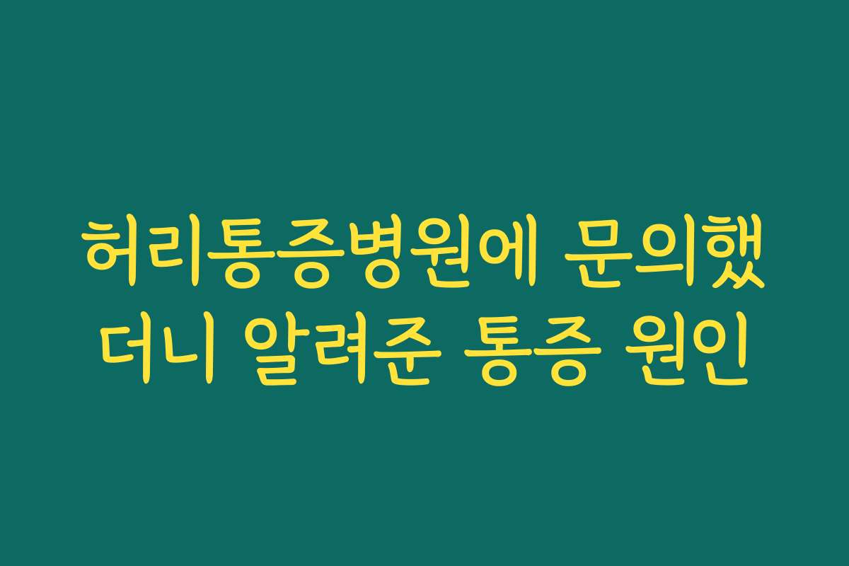 허리통증병원에 문의했더니 알려준 통증 원인