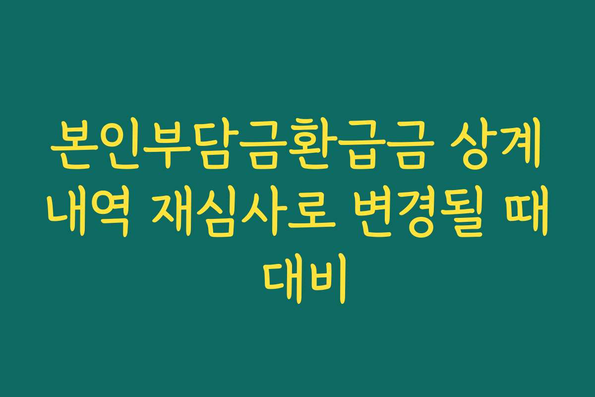 본인부담금환급금 상계내역 재심사로 변경될 때 대비
