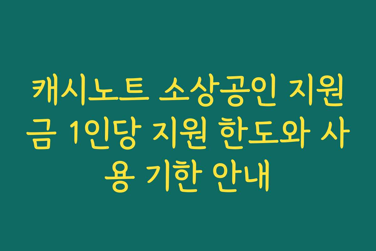 캐시노트 소상공인 지원금 1인당 지원 한도와 사용 기한 안내