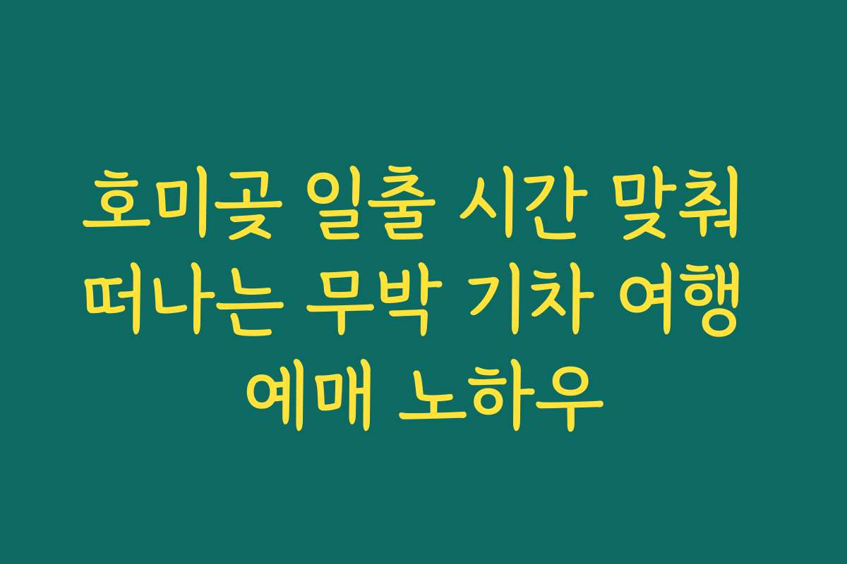 호미곶 일출 시간 맞춰 떠나는 무박 기차 여행 예매 노하우