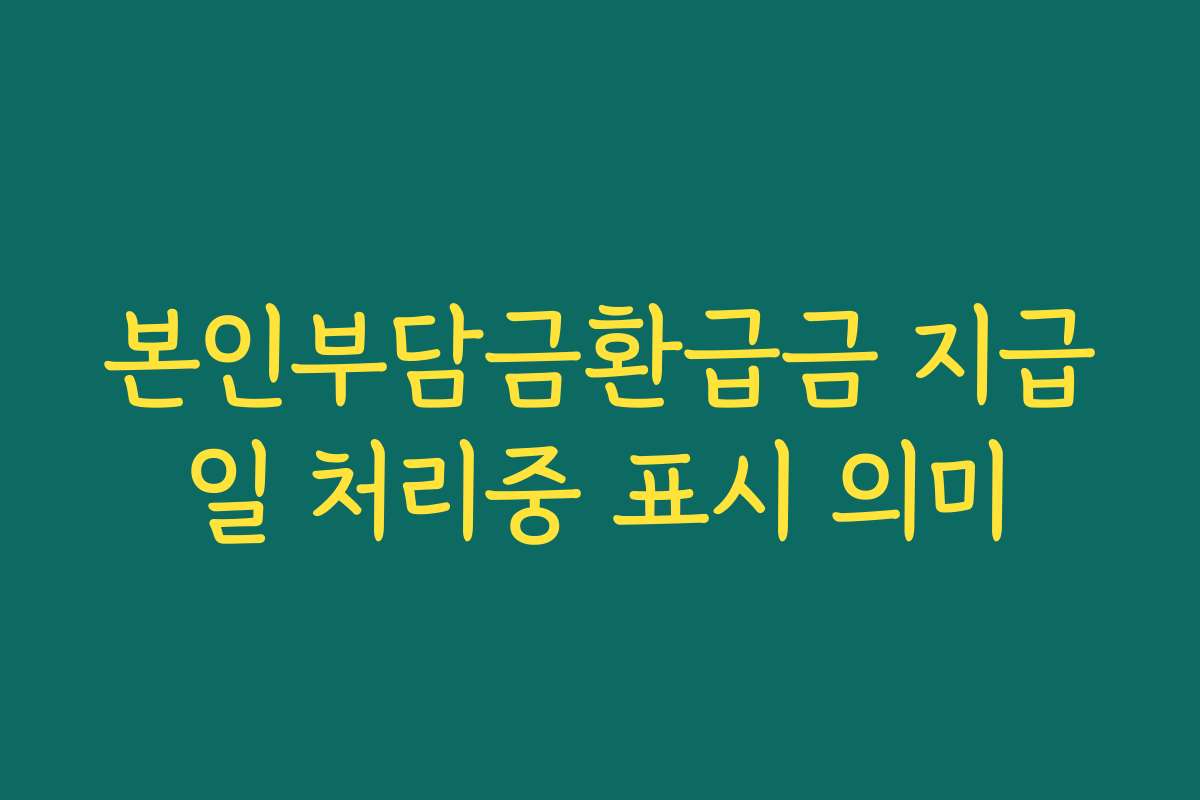 본인부담금환급금 지급일 처리중 표시 의미