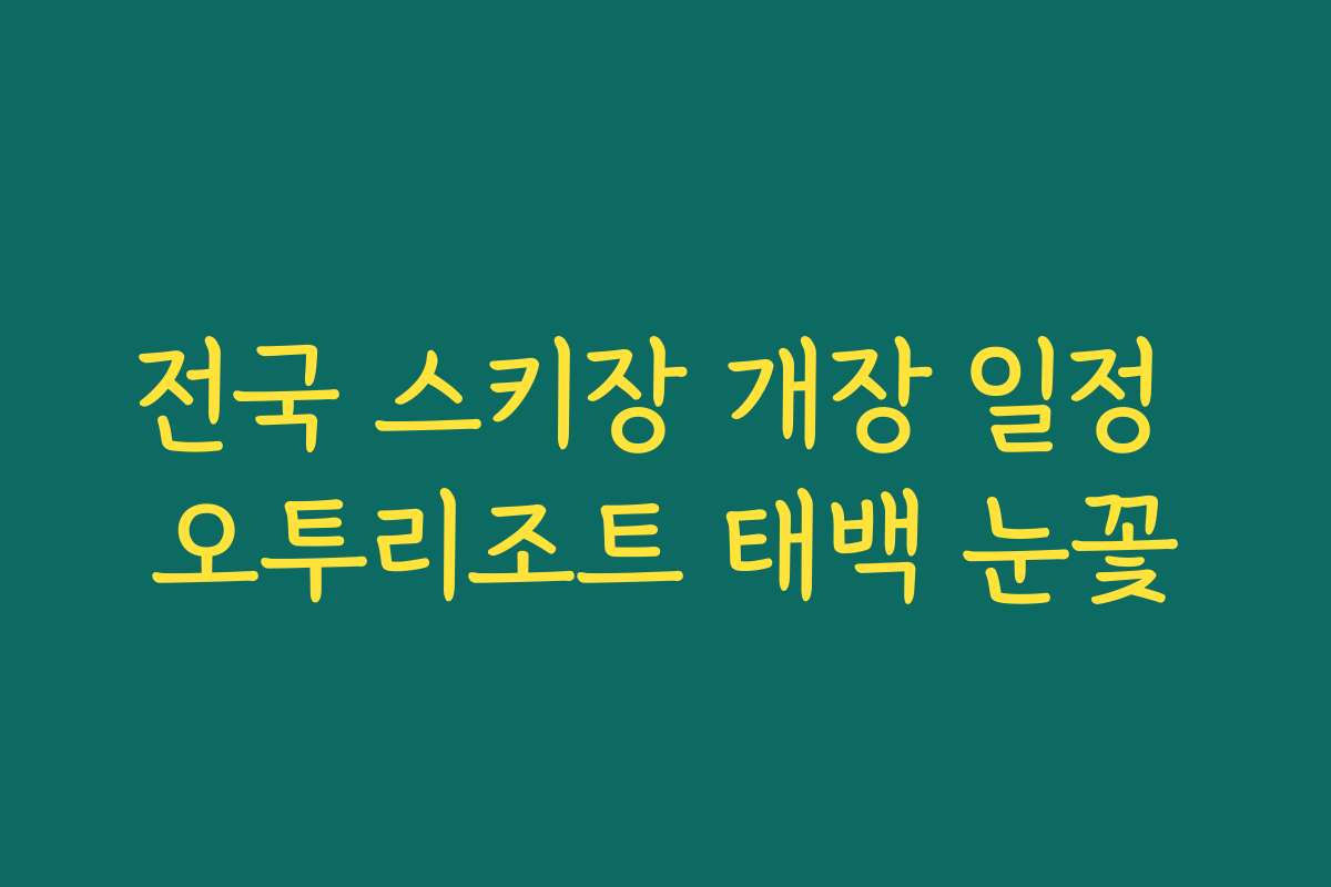 전국 스키장 개장 일정 오투리조트 태백 눈꽃 전국 스키장 개장 일정 오투리조트 태백 눈꽃