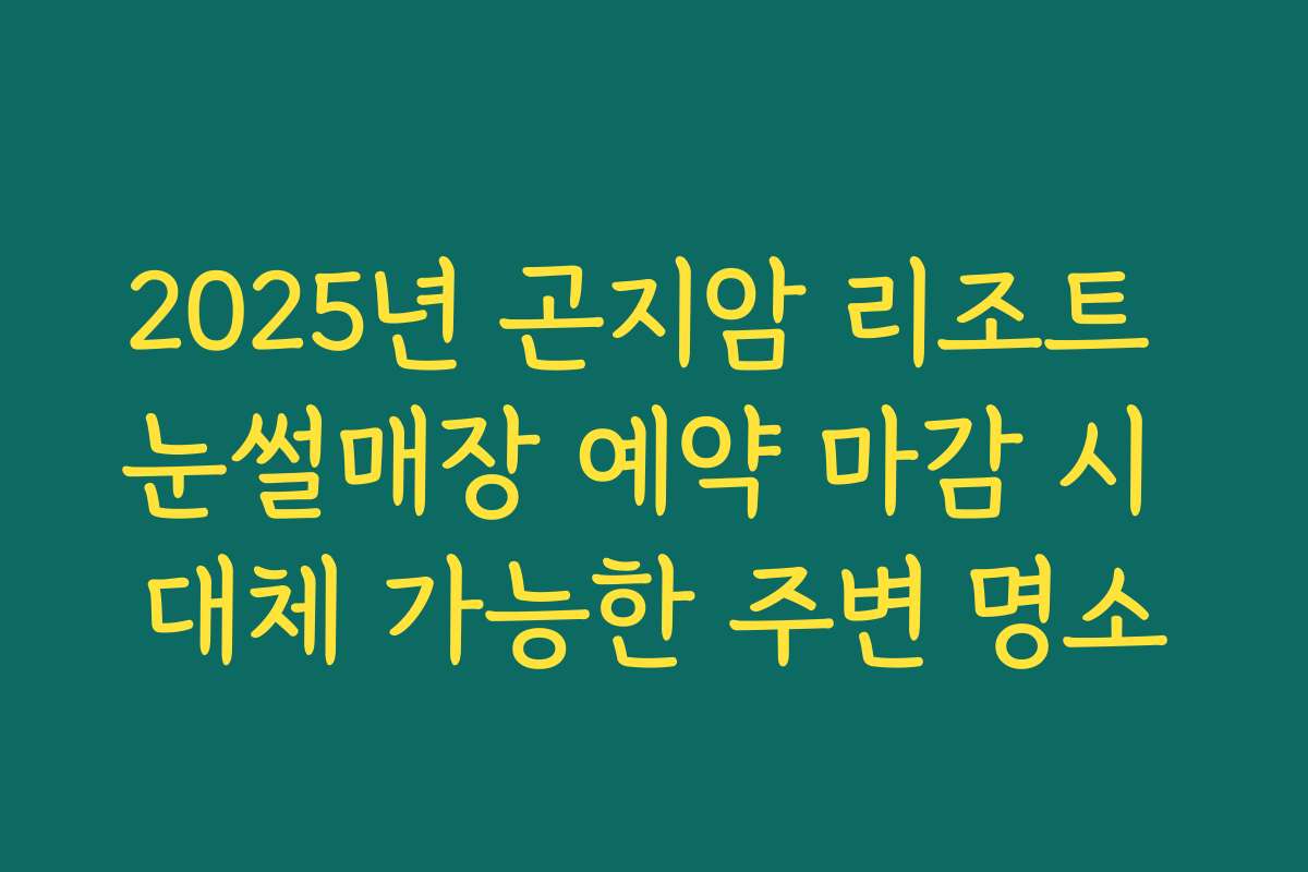 2025년 곤지암 리조트 눈썰매장 예약 마감 시 대체 가능한 주변 명소 2025년 곤지암 리조트 눈썰매장 예약 마감 시 대체 가능한 주변 명소