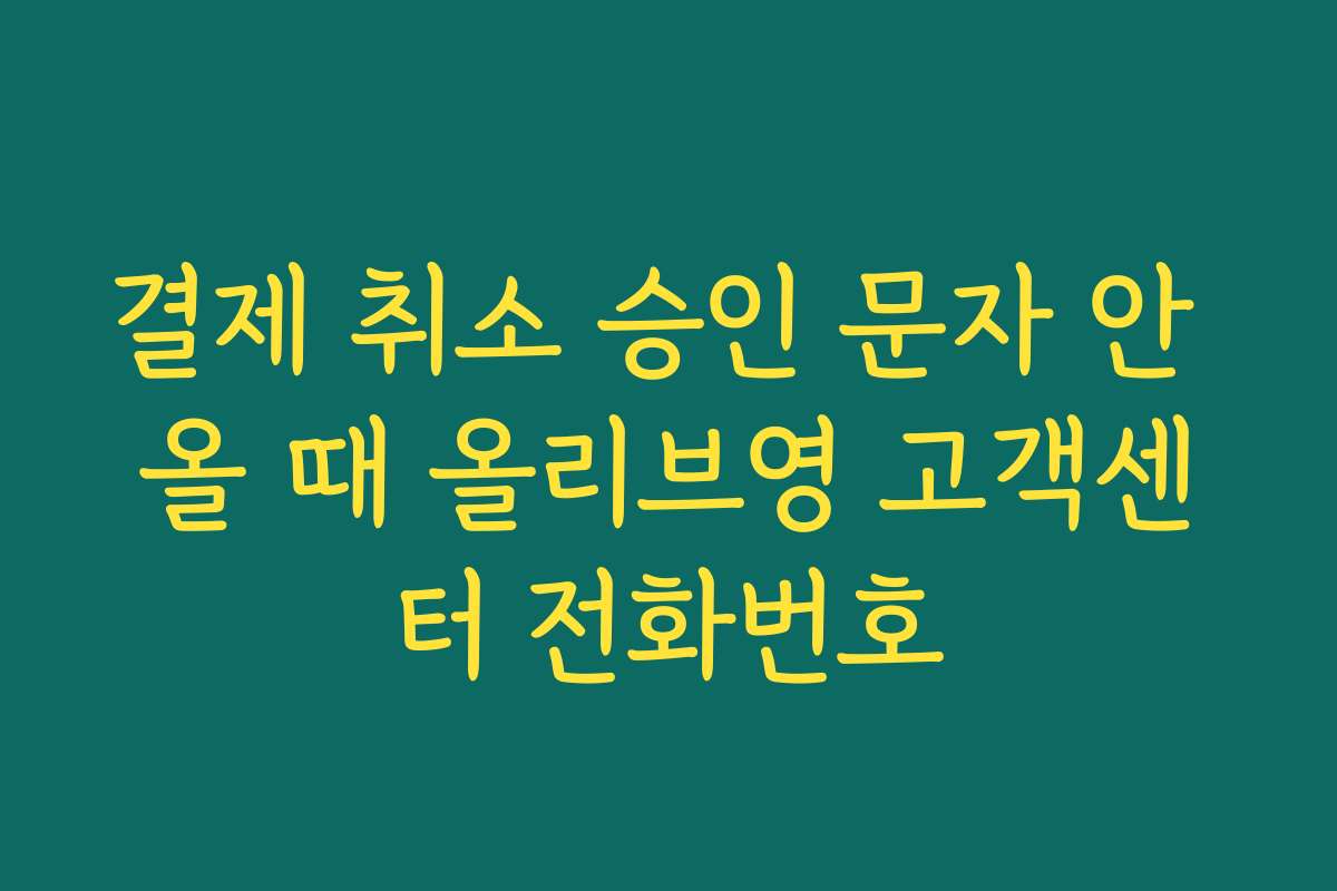 결제 취소 승인 문자 안 올 때 올리브영 고객센터 전화번호