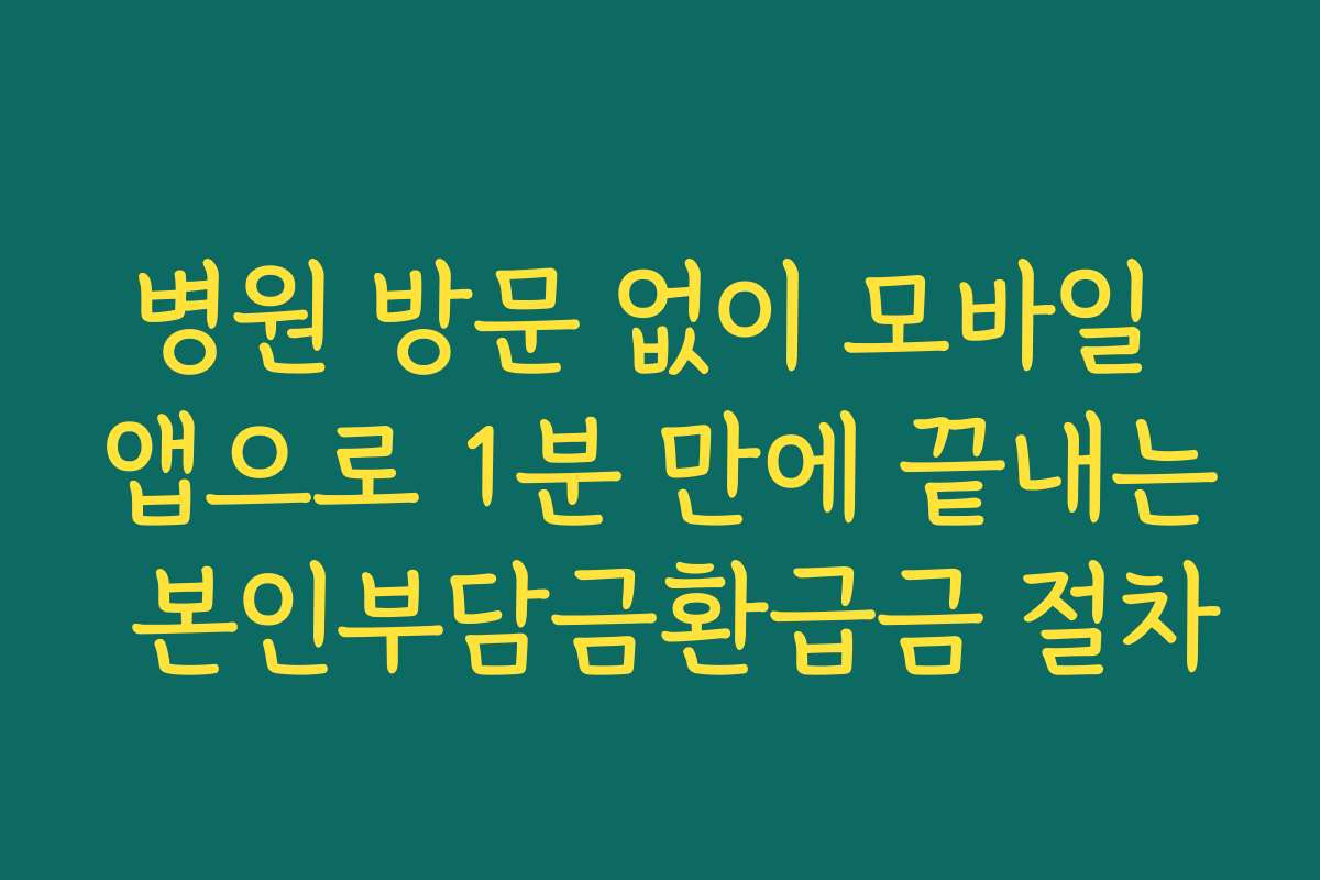 병원 방문 없이 모바일 앱으로 1분 만에 끝내는 본인부담금환급금 절차 병원 방문 없이 모바일 앱으로 1분 만에 끝내는 본인부담금환급금 절차