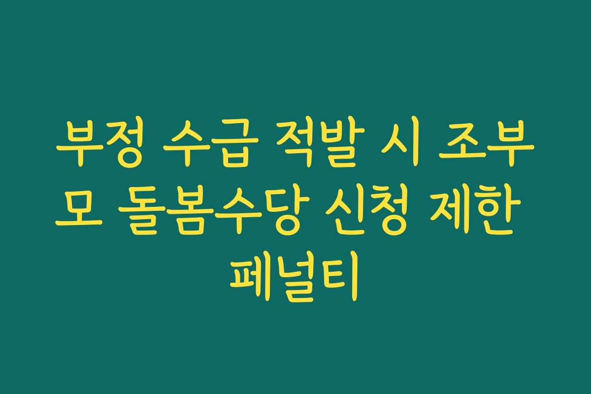 부정 수급 적발 시 조부모 돌봄수당 신청 제한 페널티 부정 수급 적발 시 조부모 돌봄수당 신청 제한 페널티