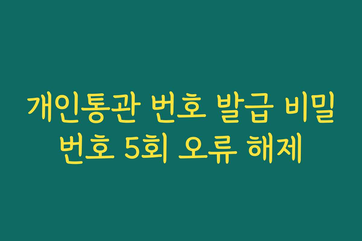 개인통관 번호 발급 비밀번호 5회 오류 해제