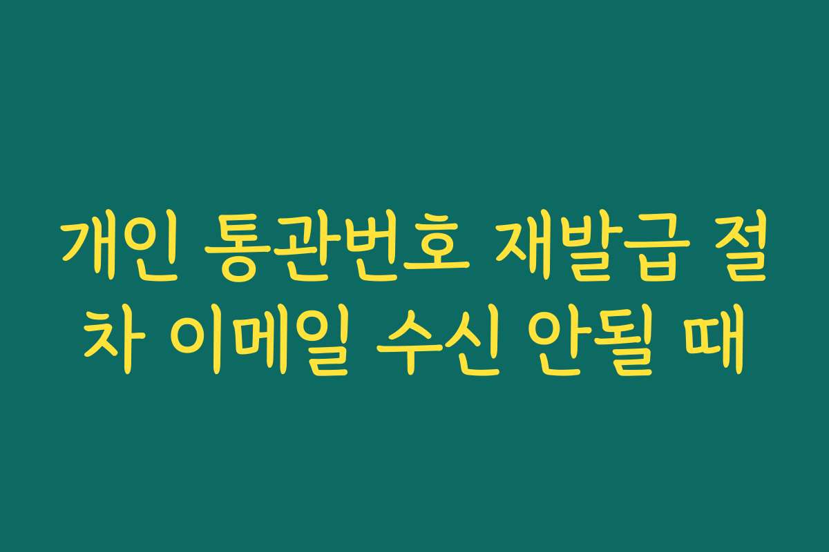개인 통관번호 재발급 절차 이메일 수신 안될 때 개인 통관번호 재발급 절차 이메일 수신 안될 때