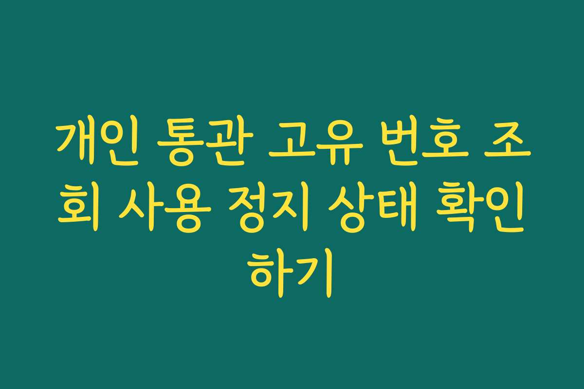 개인 통관 고유 번호 조회 사용 정지 상태 확인하기