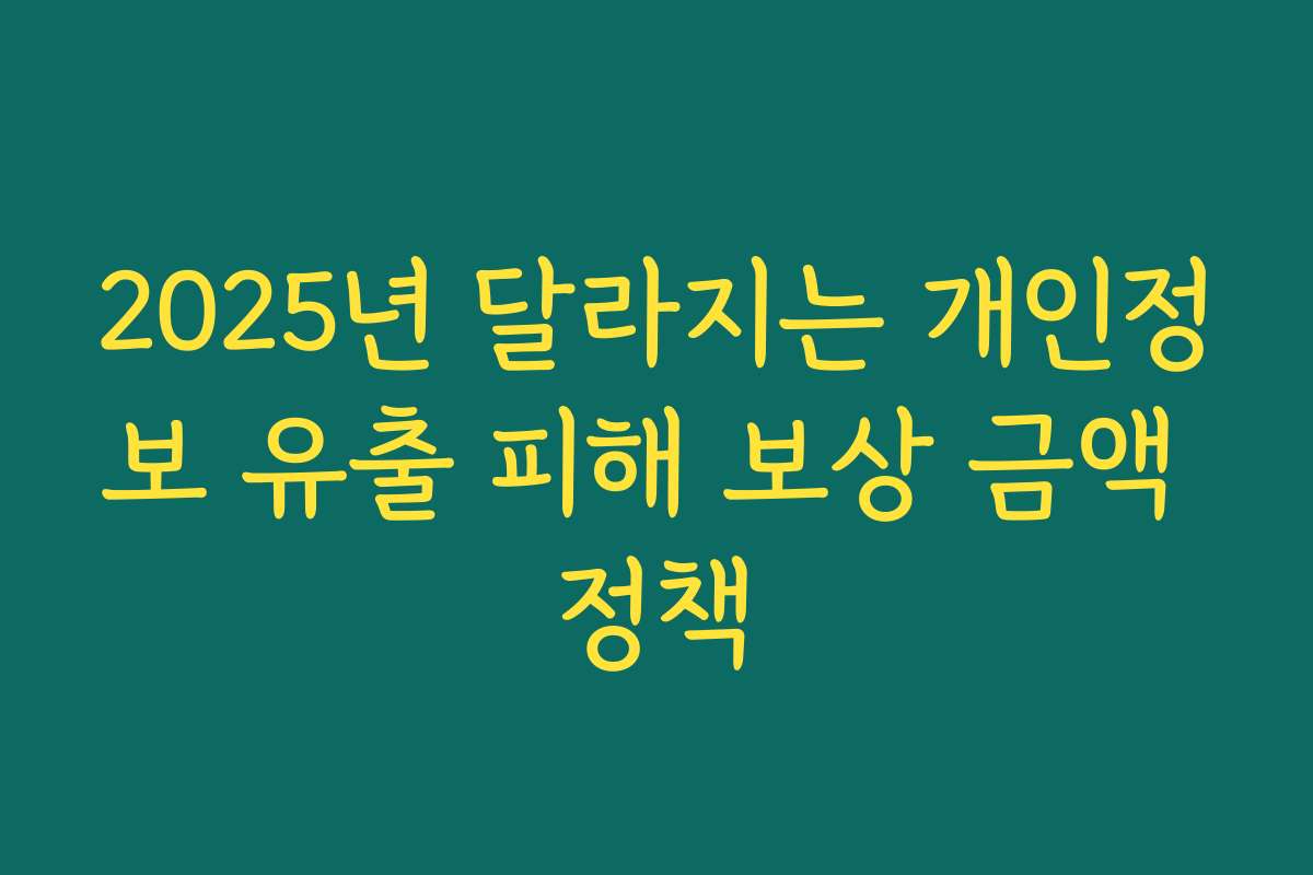 2025년 달라지는 개인정보 유출 피해 보상 금액 정책