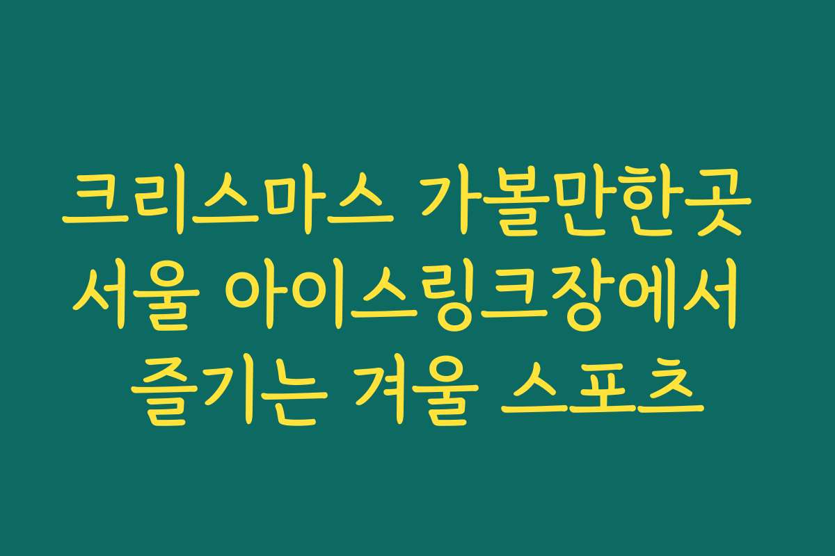 크리스마스 가볼만한곳 서울 아이스링크장에서 즐기는 겨울 스포츠 크리스마스 가볼만한곳 서울 아이스링크장에서 즐기는 겨울 스포츠