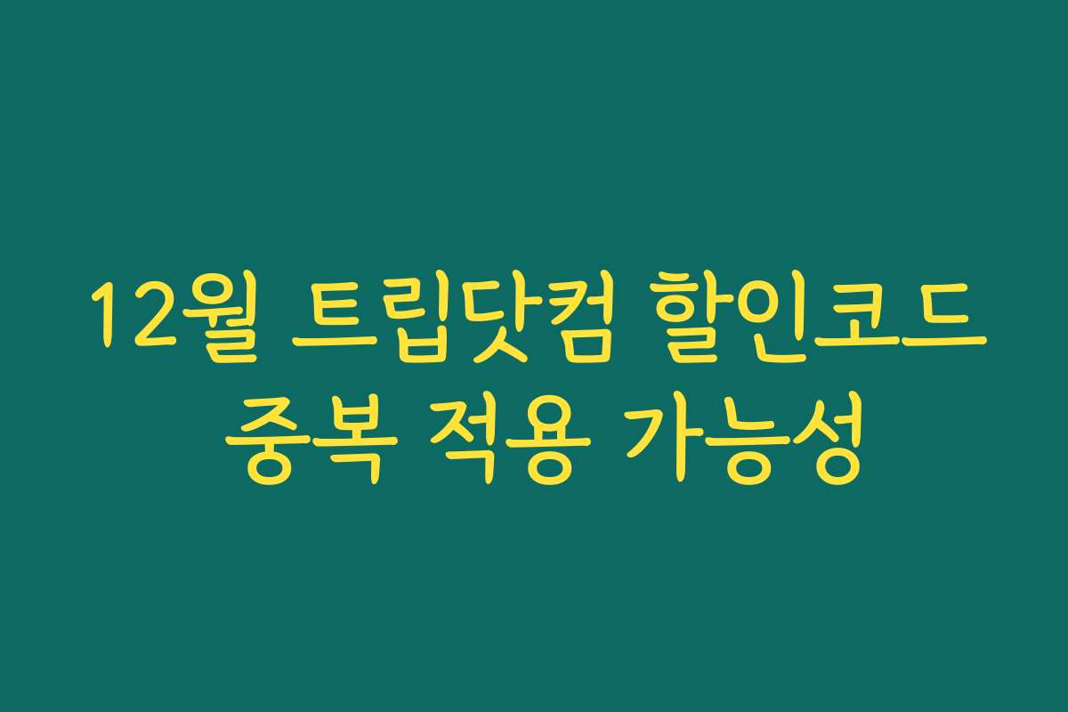 12월 트립닷컴 할인코드 중복 적용 가능성